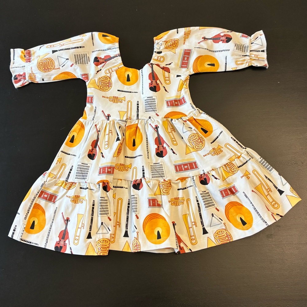 Monica + Andy Musical Instrument Print Organic Cotton Dress